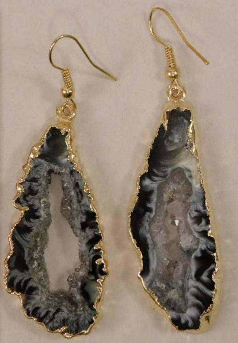 GEODE SLICE EARRINGS    ROCK STONE LAPIDARY SPECIMEN (1 of 3)