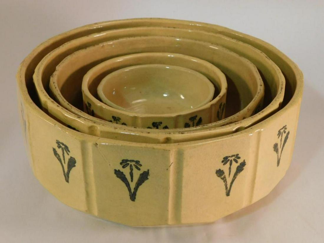 SET OF 5 YELLOWARE POTTERY NESTING BOWLS (1 of 5)