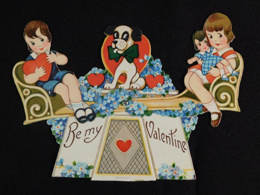 VALENTINE ANTIQUE VINTAGE E EPHEMERA ANTIQUE PAPER: VALENTINE ANTIQUE VINTAGE E EPHEMERA ANTIQUE PAPER WITH MOVING TEETER TOTTER
