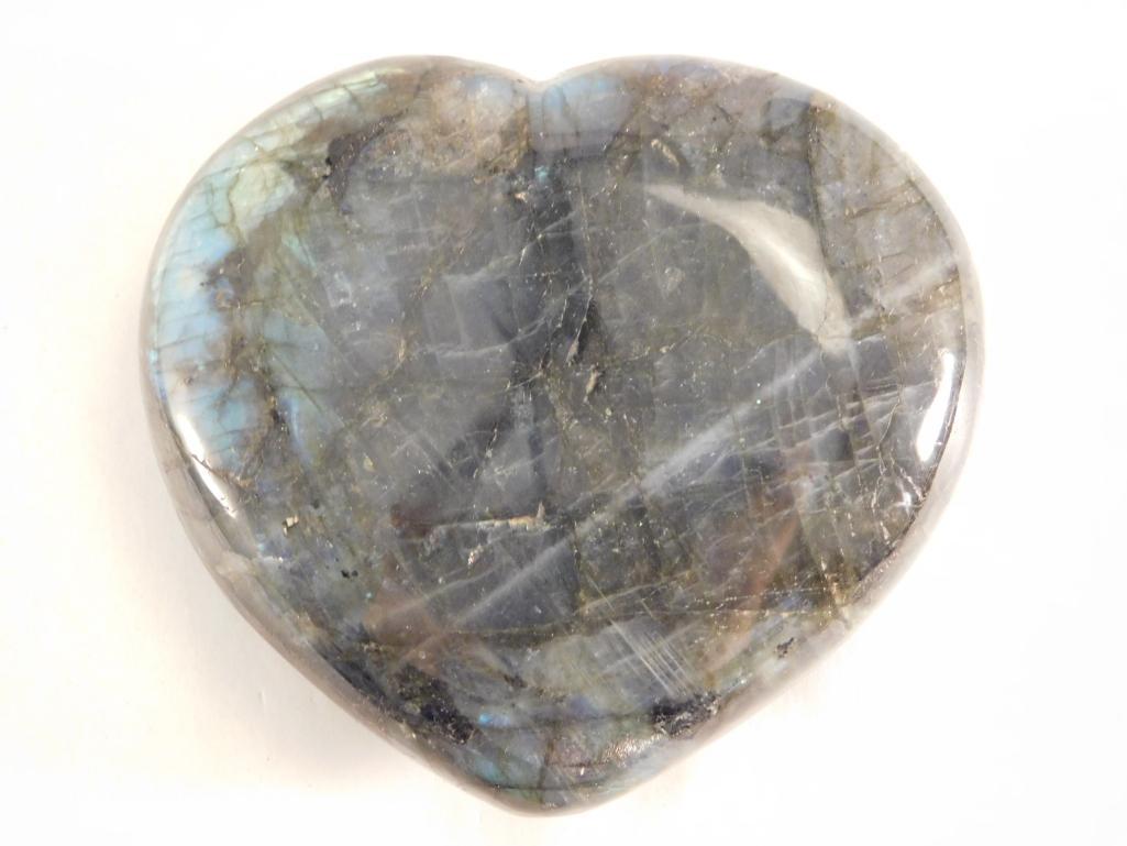 LABRADORITE POLISHED HEART ROCK STONE LAPIDARY SPECIMEN: LABRADORITE POLISHED HEART ROCK STONE LAPIDARY SPECIMEN