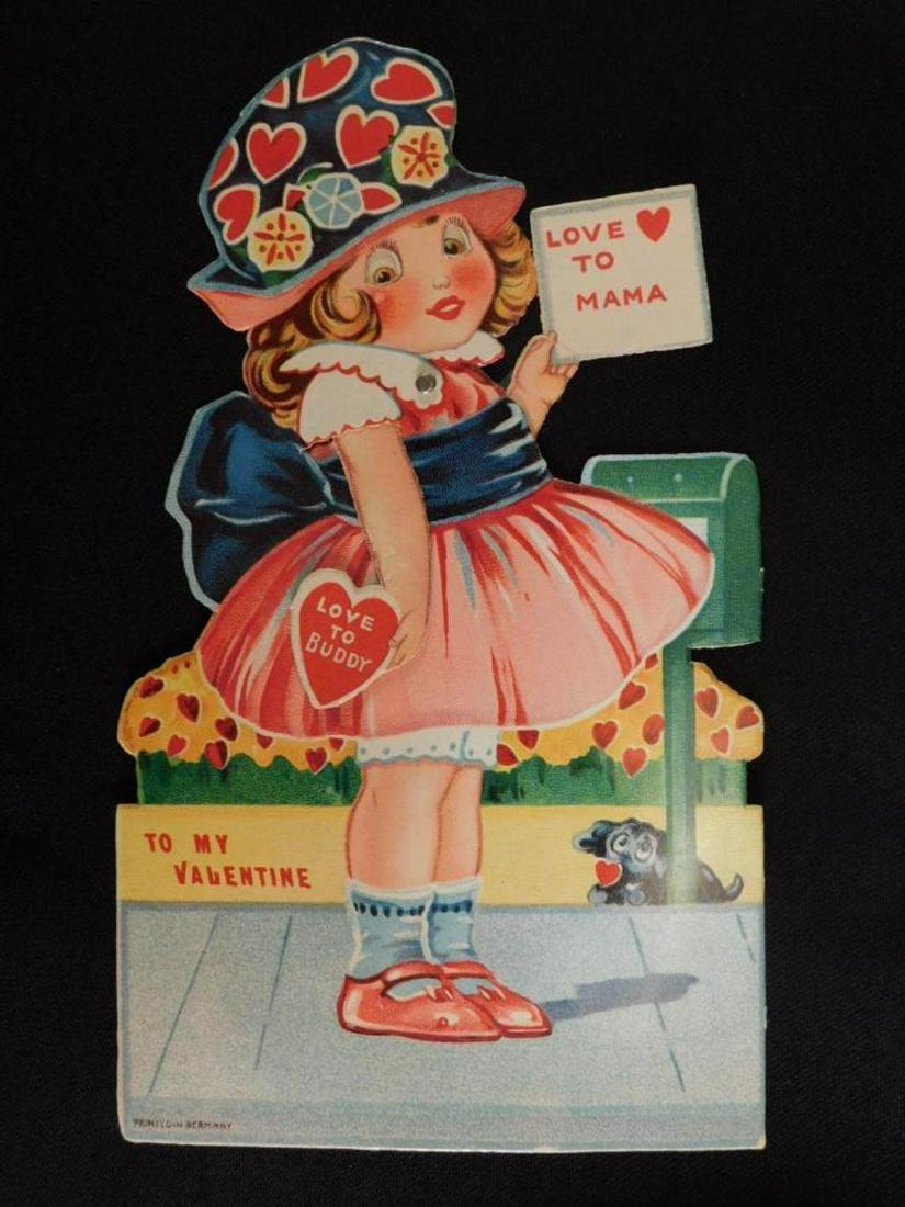 VALENTINE ANTIQUE VINTAGE E EPHEMERA ANTIQUE PAPER CARD: VALENTINE ANTIQUE VINTAGE E EPHEMERA ANTIQUE PAPER CARD WITH MOVING HANDS AND EYES