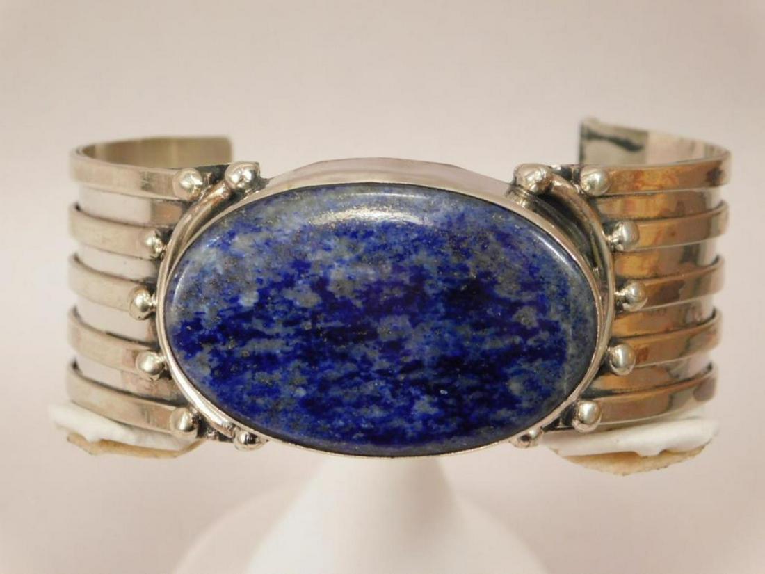 SODALITE METAL CUFF BRACELET ROCK STONE LAPIDARY: SODALITE METAL CUFF BRACELET ROCK STONE LAPIDARY SPECIMEN
