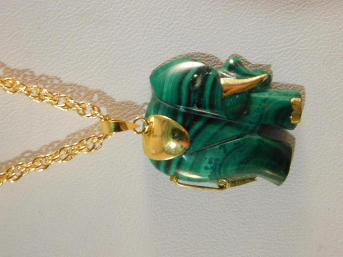 MALACHITE ELEPHANT PENDANT ON CHAIN: MALACHITE ELEPHANT PENDANT ON CHAIN