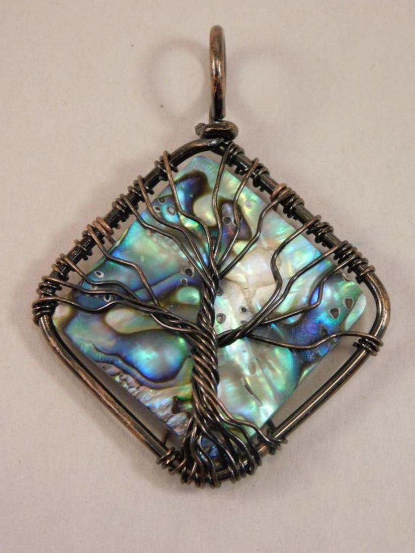 ABALONE TREE OF LIFE WIRE-WRAPPED PENDANT: ABALONE TREE OF LIFE WIRE-WRAPPED PENDANT