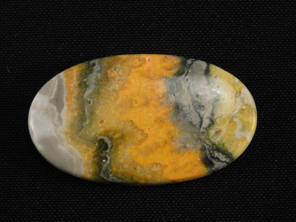 BUMBLE BEE JASPER CABOCHON ROCK STONE LAPIDARY SPECIMEN: Thank you for attending HATMAN AUCTIONS! Please see photos for measurements and descriptions. If you purchase lots of heavy items, we can hold them for you until you can pick them up. *We are an aucti