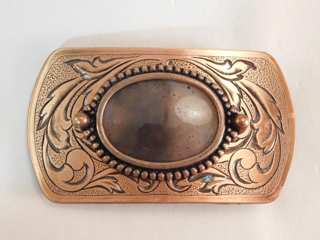 GENUINE STONE BELT BUCKLE: Thank you for attending HATMAN AUCTIONS! Please see photos for measurements and descriptions. If you purchase lots of heavy items, we can hold them for you until you can pick them up. *We are an aucti