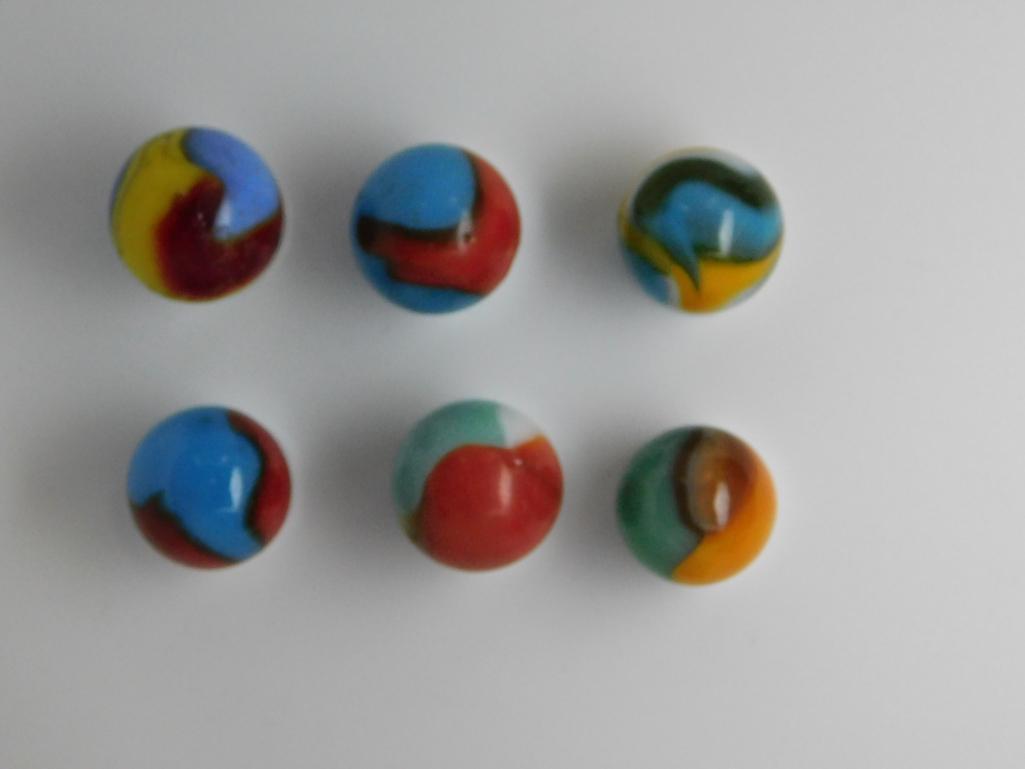 PATCH MARBLE VINTAGE ANTIQUE COLLECTION MARBLES: Thank you for attending HATMAN AUCTIONS! MARBLE TYPES INCLUDE AGGIE, JABO, CONTEMPORARY, ONION SKIN, GERMAN, SULPHIDE, CATS-EYE, MULTI-VEIN, BANANA, BENNINGTON, CLAY, GLASS, FROSTED, ORIENTAL, SWIRL,