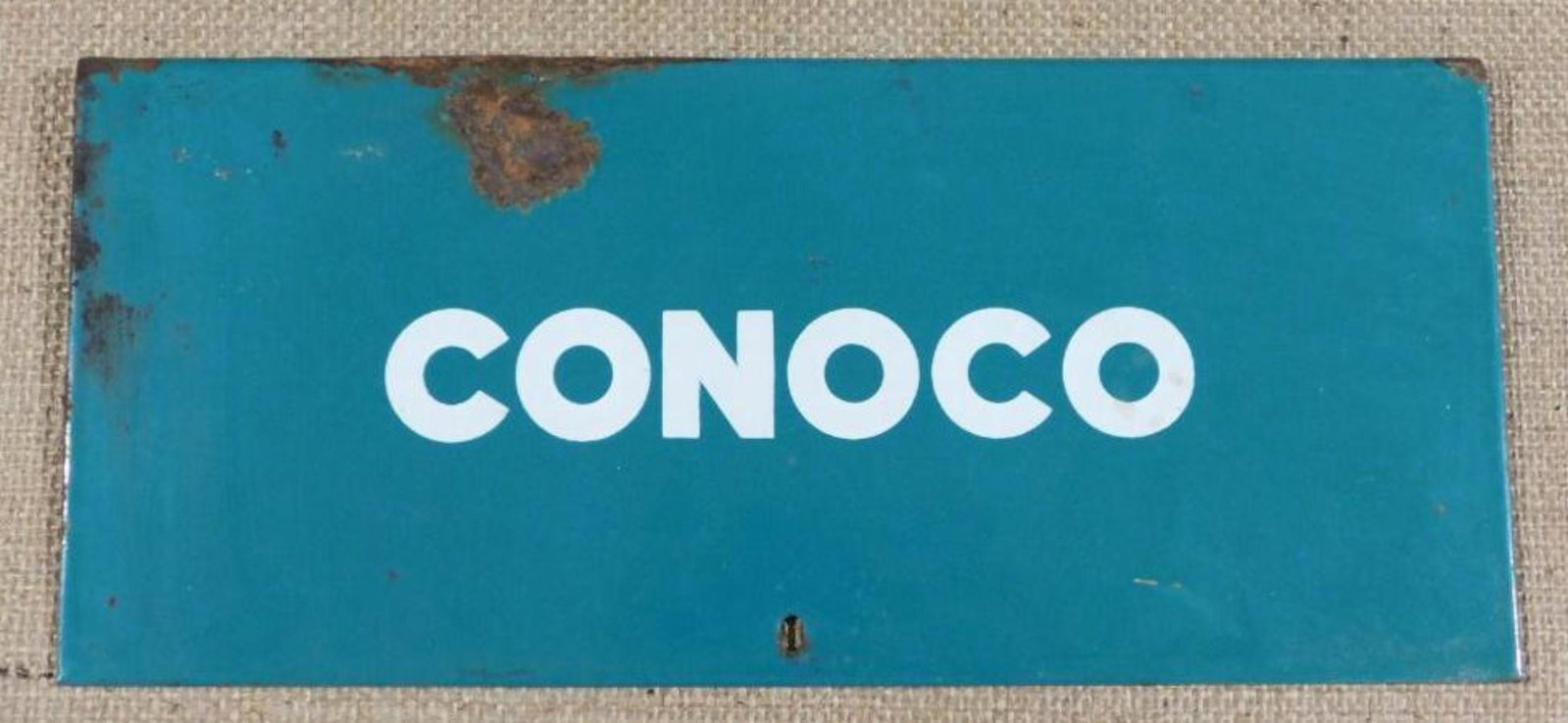 CONOCO ADVERTISING SIGN VINTAGE ANTIQUE: THANK YOU FOR ATTENDING TODAY'S AUCTION, which features Advertising, Guns, Petroliana, Coins, Toys, Ephemera, Primitives, & Americana. Items in this auction will be available for preview in Mammoth Sp