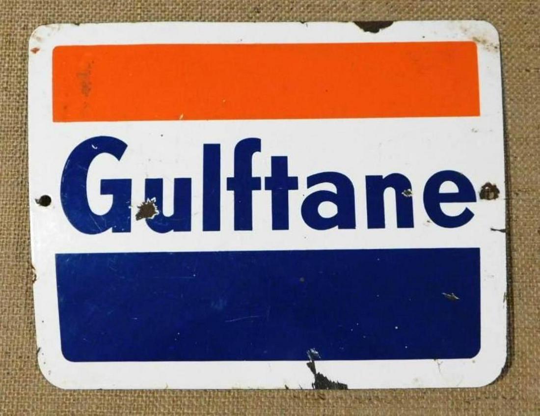 GULFTANE ADVERTISING SIGN VINTAGE ANTIQUE: THANK YOU FOR ATTENDING TODAY'S AUCTION, which features Advertising, Guns, Petroliana, Coins, Toys, Ephemera, Primitives, & Americana. Items in this auction will be available for preview in Mammoth Sp