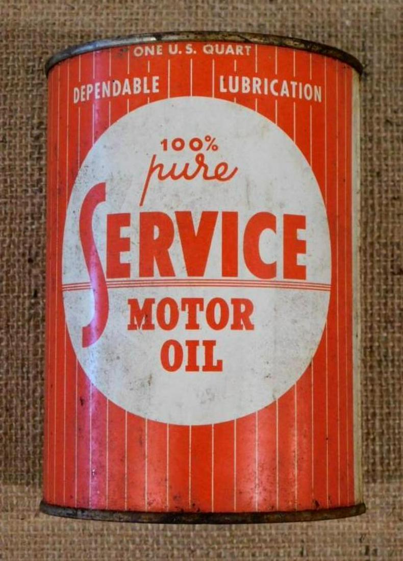 VINTAGE SERVICE MOTOR OIL CAN ANTIQUE ADVERTISING: VINTAGE SERVICE MOTOR OIL CAN ANTIQUE ADVERTISING PETROLIANA
