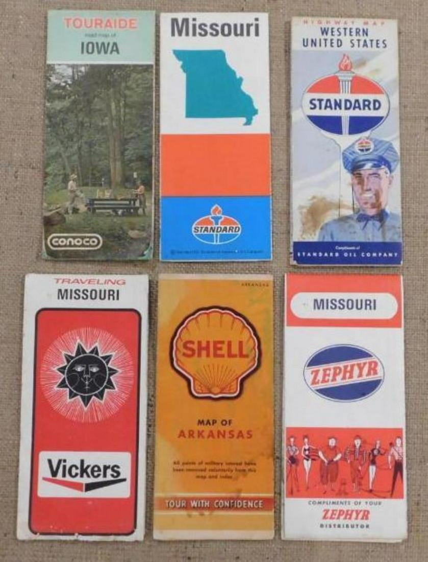 TRAVEL GUIDE MAPS SET OF 6 VINTAGE ANTIQUE ADVERTISING: TRAVEL GUIDE MAPS SET OF 6 VINTAGE ANTIQUE ADVERTISING PETROLIANA