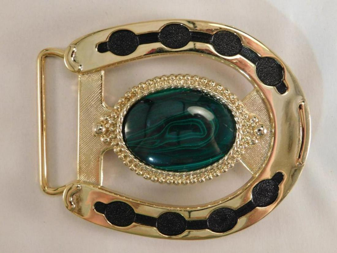 MALACHITE HORSE SHOE BELT BUCKLE: MALACHITE HORSE SHOE BELT BUCKLE
