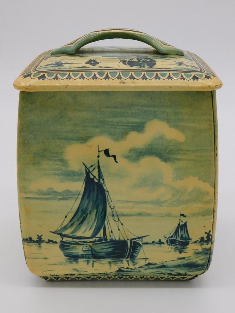 NAUTICAL PRINTED GERMAN CONTAINER WITH LID (1 of 4)