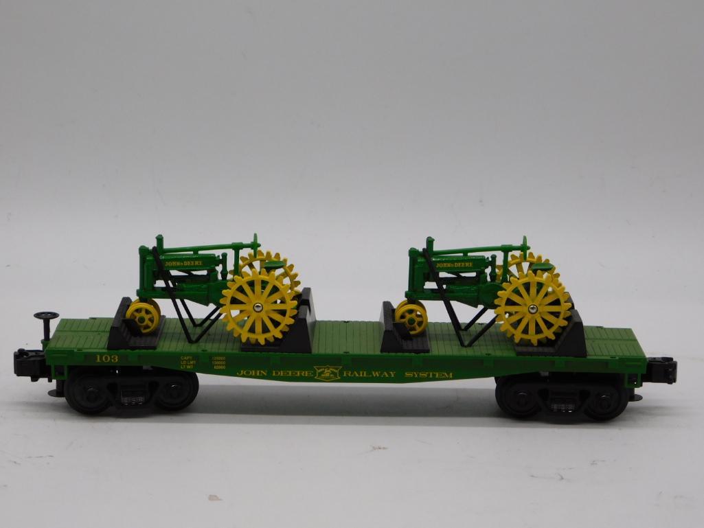 MTH JOHN DEERE HAULER WITH TRACTORS: Thank you for attending HATMAN AUCTIONS! This auctions consists of antiques, art, glassware, pottery, artifacts, rocks, minerals, gems , fossils and jewelry lots. Please see photos for measurements an