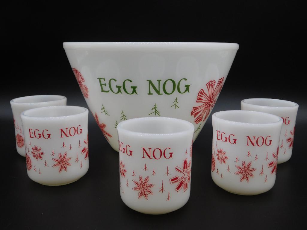 EGG NOG SERVING BOWL TOM & JERRY WITH 6 CUPS ANTIQUE&: EGG NOG SERVING BOWL TOM & JERRY WITH 6 CUPS ANTIQUE& VINTAGE