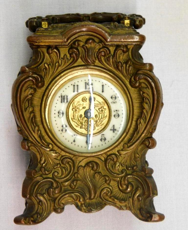 FRENCH ORMOLU CLOCK MINIATURE WITH KEY (1 of 4)