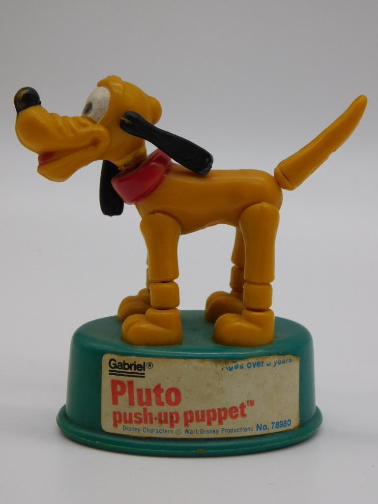 PLUTO PUSH-UP PUPPET TIN TOYS, WIND UP, ACTION FIGURES, (1 of 3)