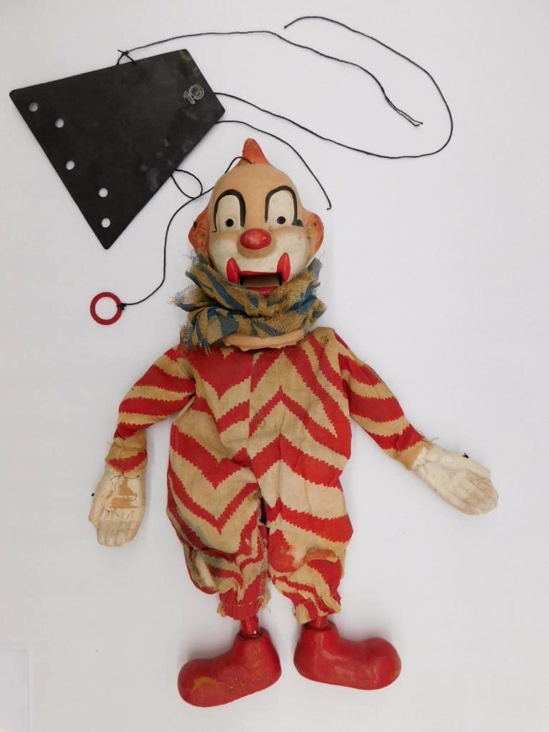 CLOWN MARIONETTE PUPPET TIN TOYS, WIND UP, ACTION (1 of 9)