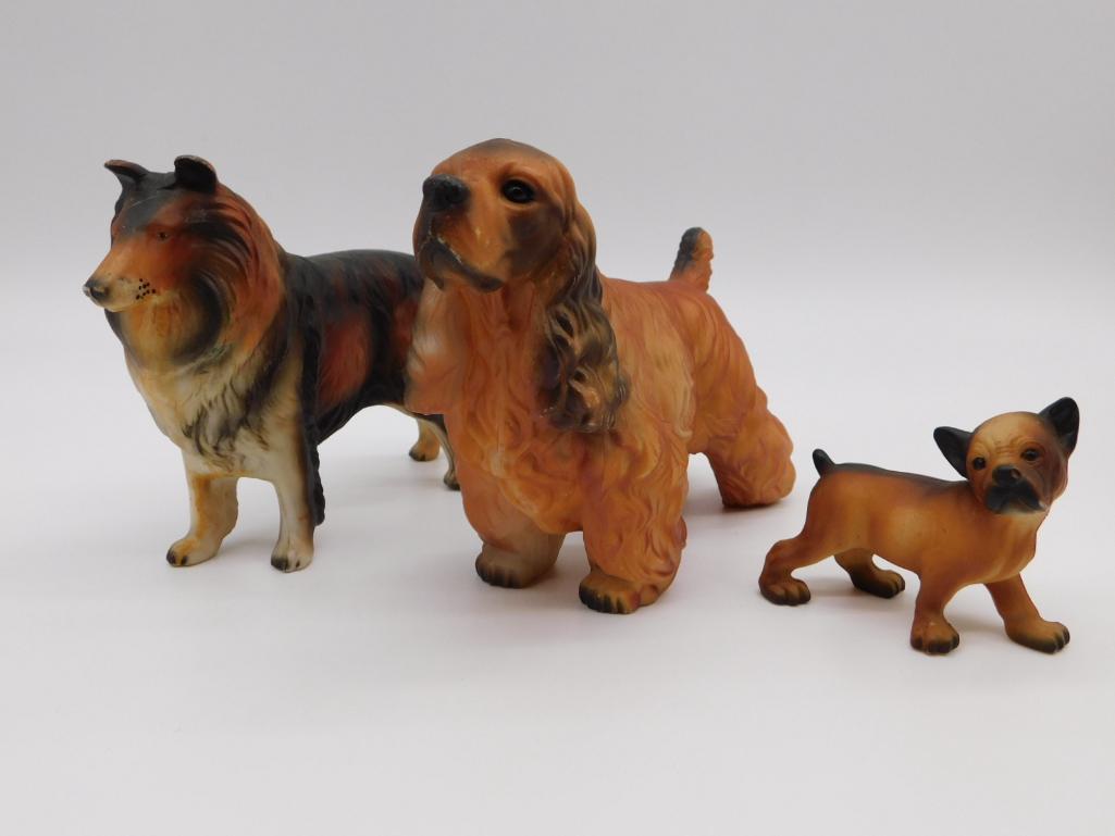 DOGS SET OF 3 TIN TOYS, WIND UP, ACTION FIGURES, RETRO, (1 of 7)