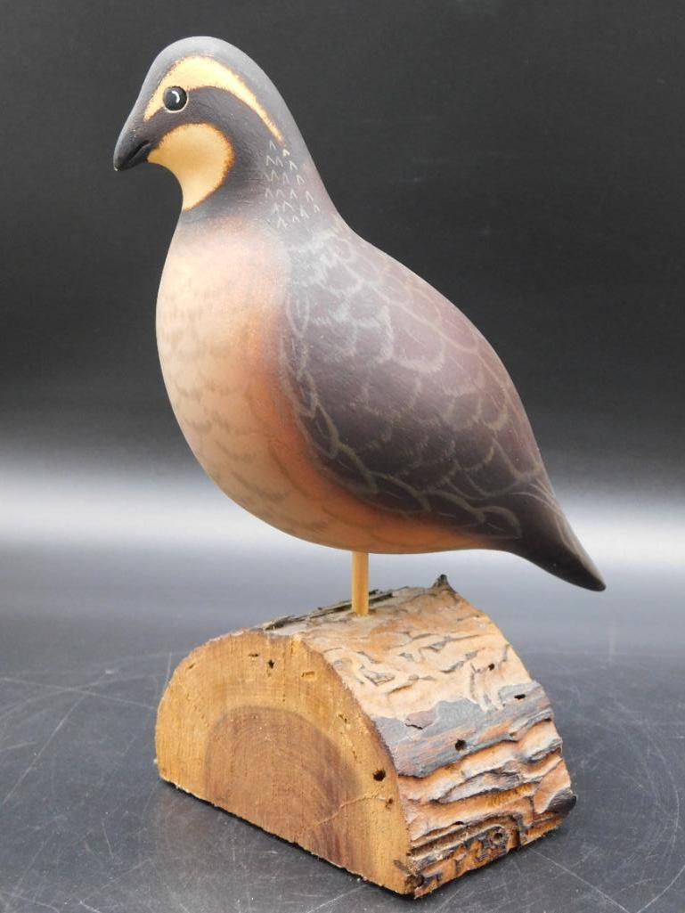 1997 QUAIL DECOY HAND CARVED AND PAINTED BY TOM HARMAN (1 of 4)