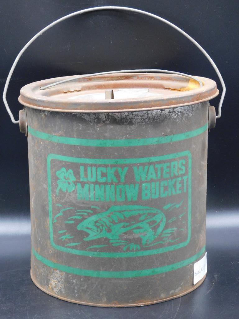 LUCKY WATERS MINNOW BUCKET VINTAGE ANTIQUE (1 of 4)
