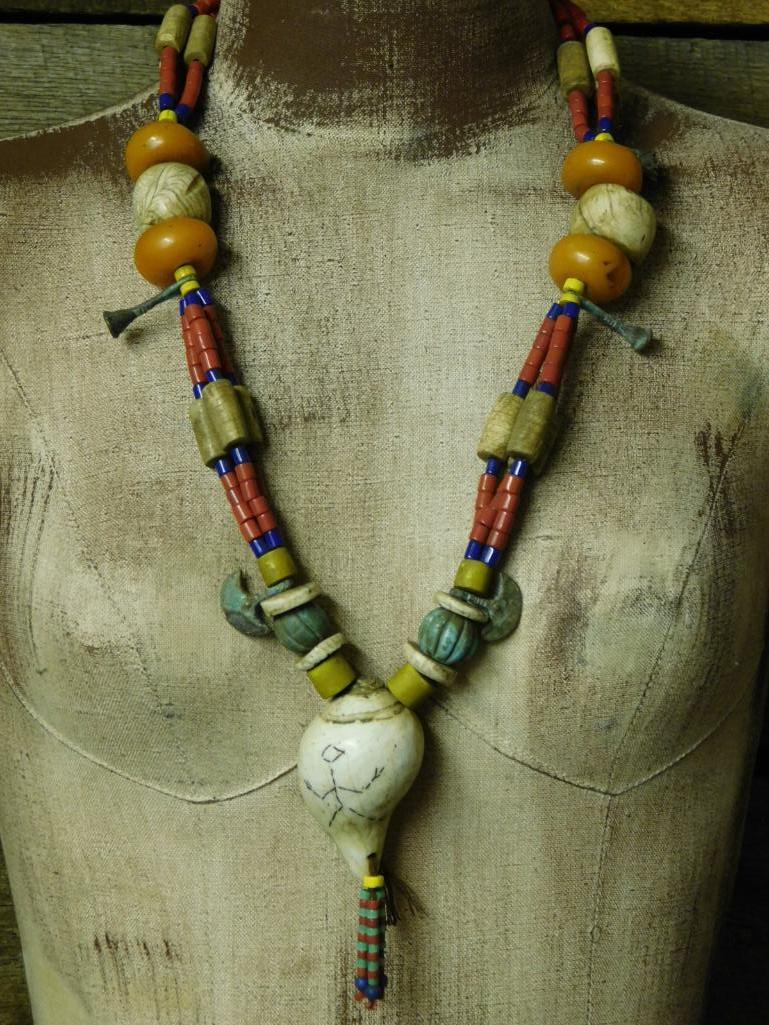AFRICAN TRADE BEADS WITH SHELL ACCENT (1 of 5)