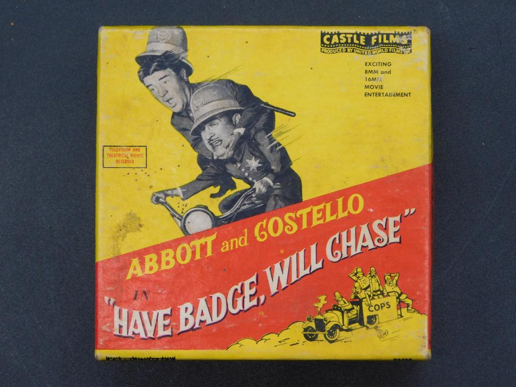 ABBOTT AND COSTELLO HAVE BADGE, WILL CHASE 8MM: ABBOTT AND COSTELLO HAVE BADGE, WILL CHASE 8MM PROJECTOR FILM IN ORIGINAL BOX ADVERTISING VINTAGE ANTIQUE *** Thank you for attending HATMAN AUCTIONS! Yes, we ship all items that are not oversized. Pl