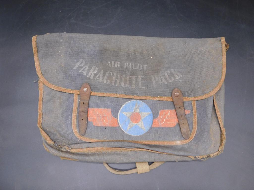 AIR PILOT PARACHUTE PACK BAG ADVERTISING VINTAGE: AIR PILOT PARACHUTE PACK BAG ADVERTISING VINTAGE ANTIQUE *** Thank you for attending HATMAN AUCTIONS! Yes, we ship all items that are not oversized. Please see photos for measurements and description 
