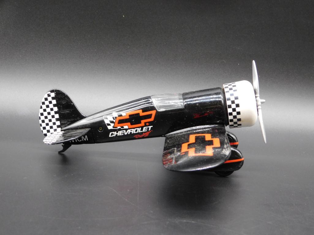 Cheve Airplane Bank Chevy Racing Black Die Cast Car: Cheve Airplane Bank Chevy Racing Black Die Cast Car #419 *** WELCOME TO HATMAN AUCTIONS! Today we are selling an estate Lifetime Collection of many collectible cars, trucks, die cast, models, and coll