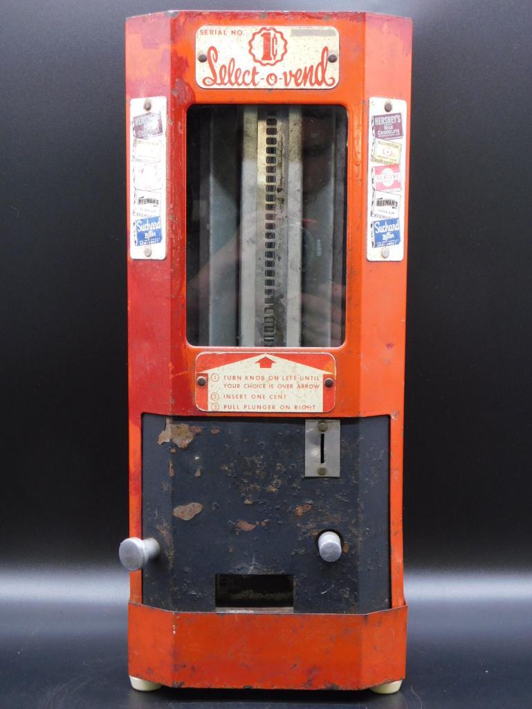 SELECT-O-VEND CANDY DISPENSER COIN OP VINTAGE ANTIQUE (1 of 3)