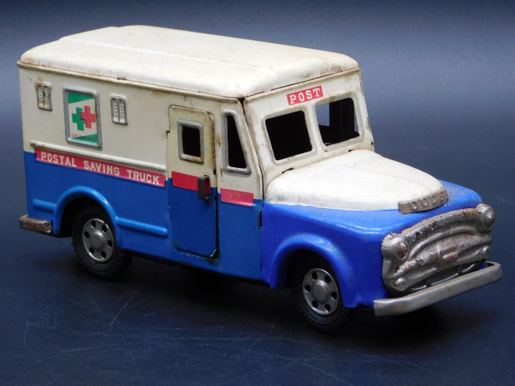 JAPANESE POSTAL SAVINGS TRUCK TIN TOY VINTAGE ANTIQUE (1 of 7)