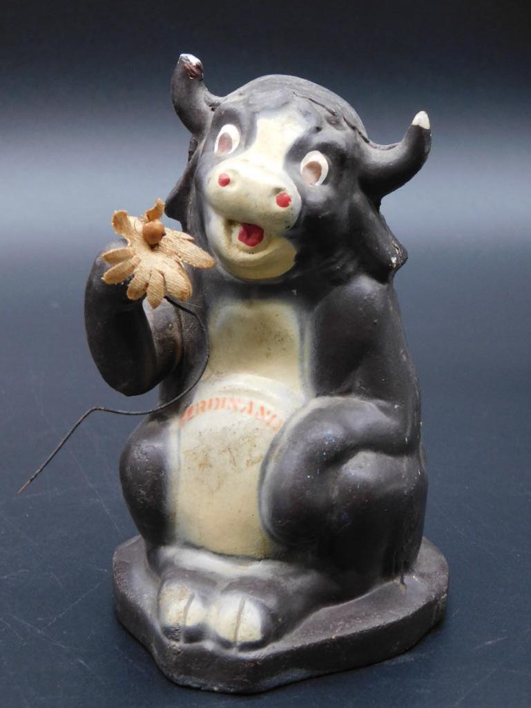 FERDINAND THE BULL VINTAGE ANTIQUE TOY: FERDINAND THE BULL VINTAGE ANTIQUE TOY *** Thank you for attending HATMAN AUCTIONS! Yes, we ship all items that are not oversized. Please see photos for measurements and description. SPECIAL NOTICE: M
