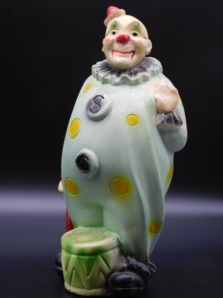 DUQUESNE STATUARY CLOWN BANK VINTAGE ANTIQUE: DUQUESNE STATUARY CLOWN BANK VINTAGE ANTIQUE *** Thank you for attending HATMAN AUCTIONS! Yes, we ship all items that are not oversized. Please see photos for measurements and description. SPECIAL NOT