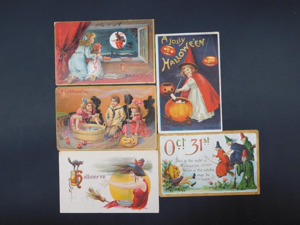 VINTAGE HALLOWEEN POSTCARDS 1900-1915 LOT OF 5 (1 of 10)