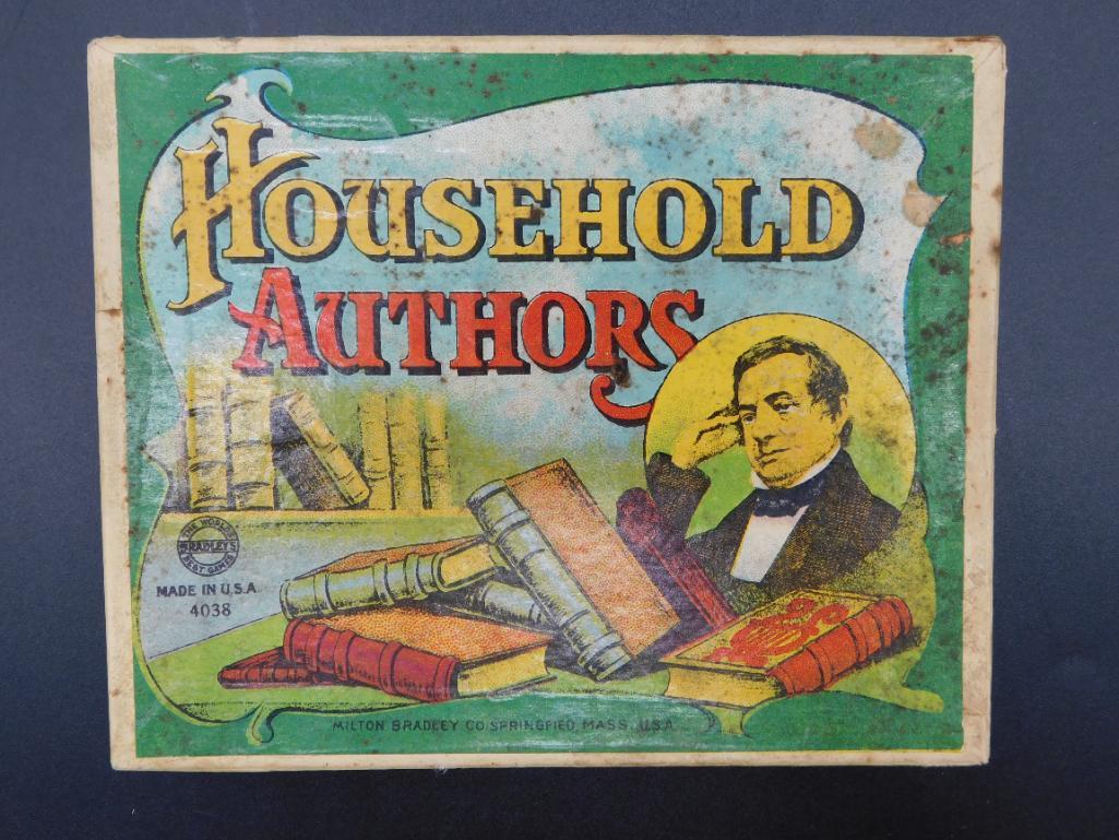 HOUSEHOLD AUTHORS BY MILTON BRADLEY VINTAGE ANTIQUE: HOUSEHOLD AUTHORS BY MILTON BRADLEY VINTAGE ANTIQUE *** Thank you for attending HATMAN AUCTIONS! Yes, we ship all items that are not oversized. Please see photos for measurements and description. SPEC