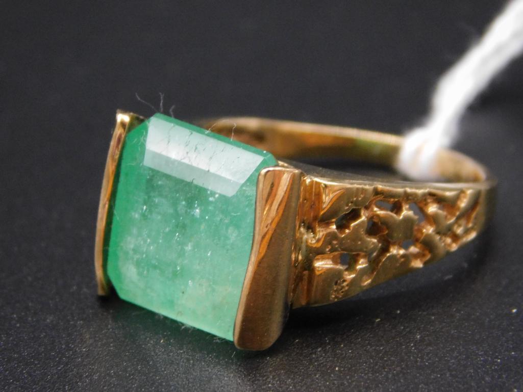 EMERALD 14 CARAT GOLD RING SIZE 11 ANTIQUE& VINTAGE (1 of 8)