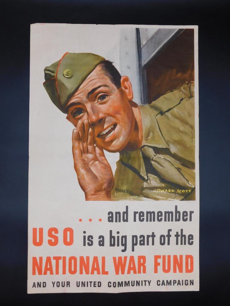 WWII WAR BOND POSTER  USO NATIONAL WAR FUND  VINTAGE (1 of 5)
