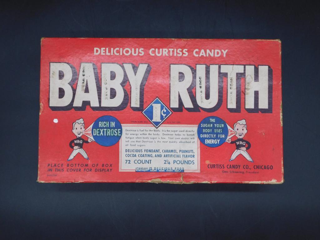 BABY RUTH CANDY BOX VINTAGE ANTIQUE: BABY RUTH CANDY BOX ADVERTISING VINTAGE ANTIQUE Thank you for attending HATMAN AUCTIONS! Yes, we ship all items that are not oversized. Please see photos for measurements and description. SPECIAL NOTI