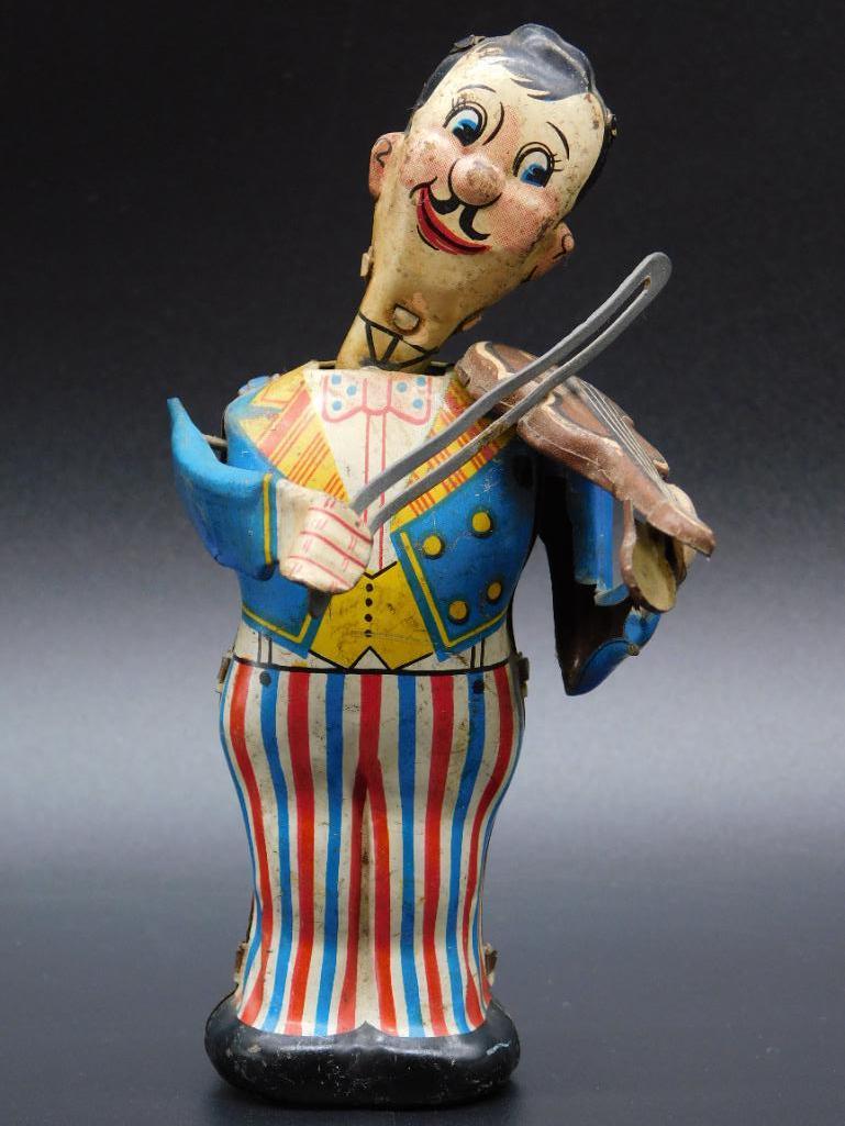 JAPANESE LINE MAR TOYS VIOLINIST WIND UP TIN TOY VINTAGE ANTIQUE (1 of 5)