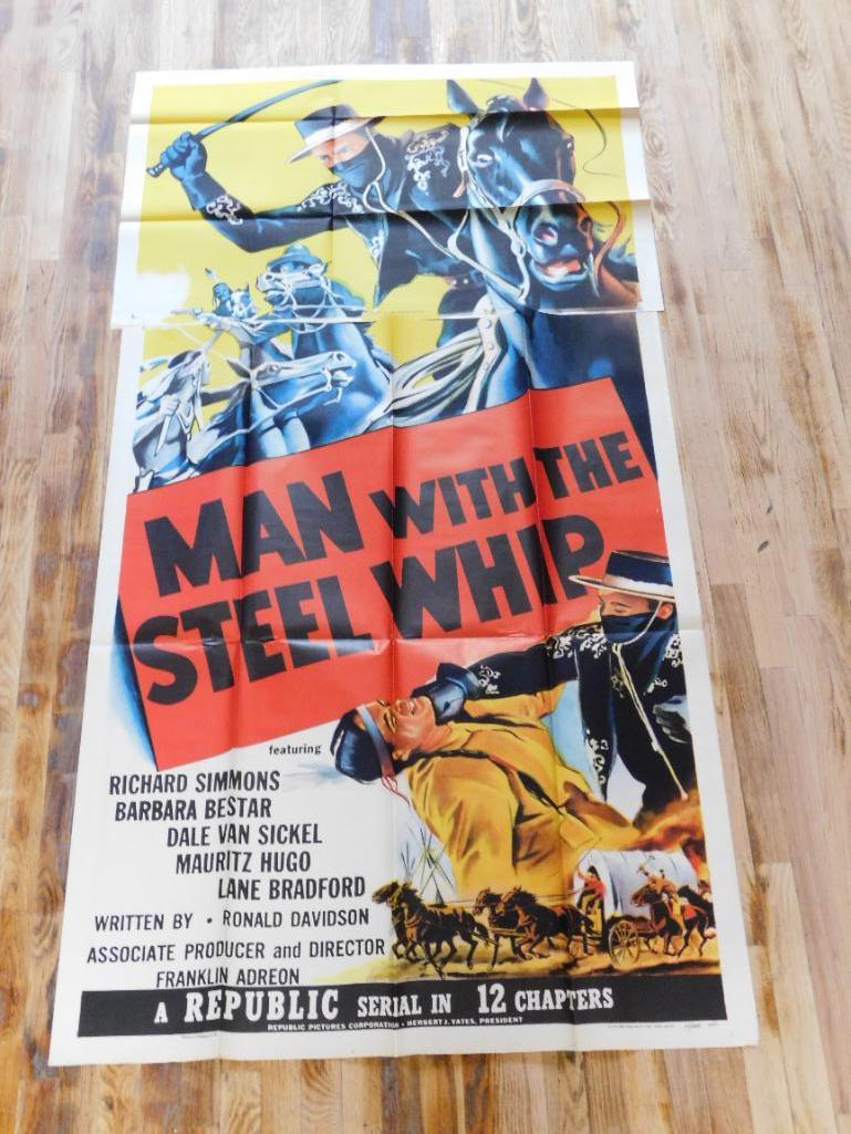 MAN WITH THE STEEL WHIP ONE SHEET MOVIE POSTER VINTAGE ANTIQUE (1 of 5)