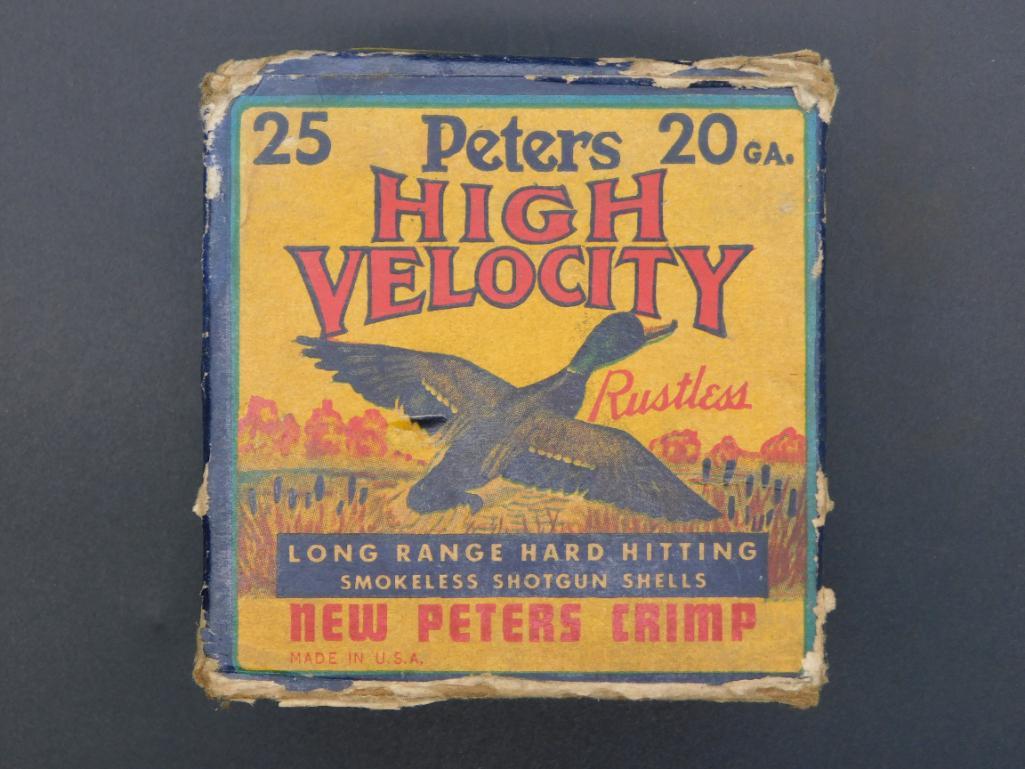 PETERS HIGH VELOCITY 20G SHOTGUN SHELLS VINTAGE ANTIQUE (1 of 3)