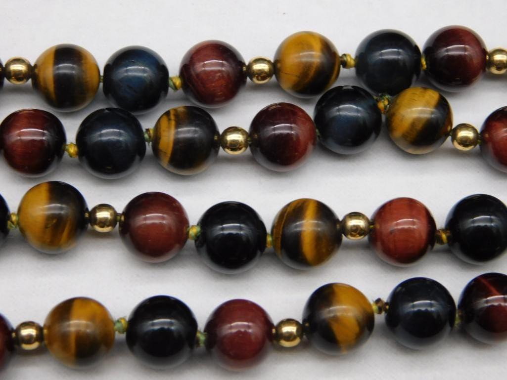 THREE VARIETIES OF TIGER EYE NECKLACE: THREE VARIETIES OF TIGER EYE NECKLACE *** Thank you for attending HATMAN AUCTIONS! Yes, we ship all items that are not oversized. Please see photos for measurements and description. SPECIAL NOTICE: Ma