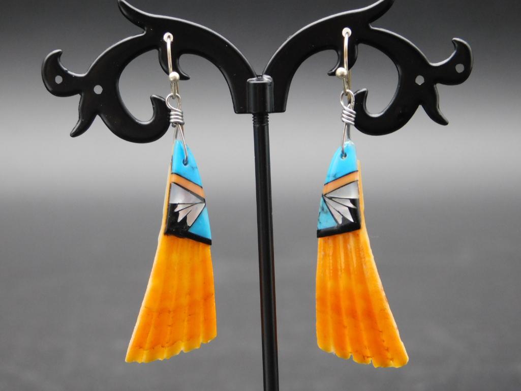 MULTICOLORED DROP EARRINGS VINTAGE ANTIQUE (1 of 2)