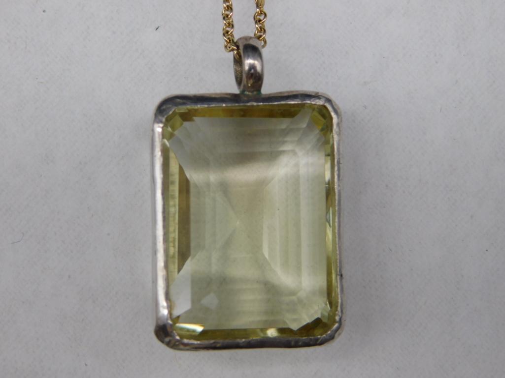 CITRINE PENDANT ON CHAIN VINTAGE ANTIQUE (1 of 2)