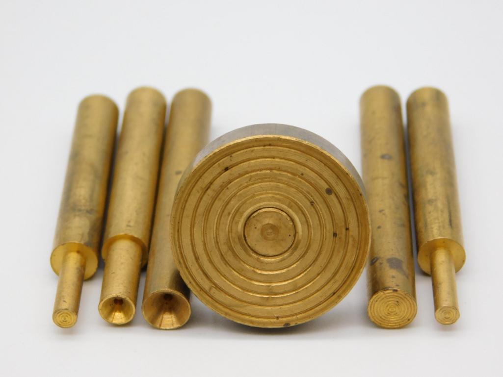 BRASS DOPS ROCK STONE LAPIDARY SPECIMEN (1 of 2)