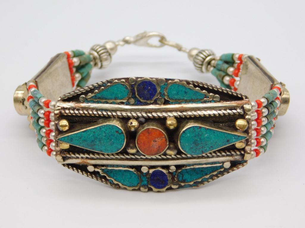 TURQUOISE, LAPIS, CARNELIAN, AND RED CORAL BRACELET (1 of 2)