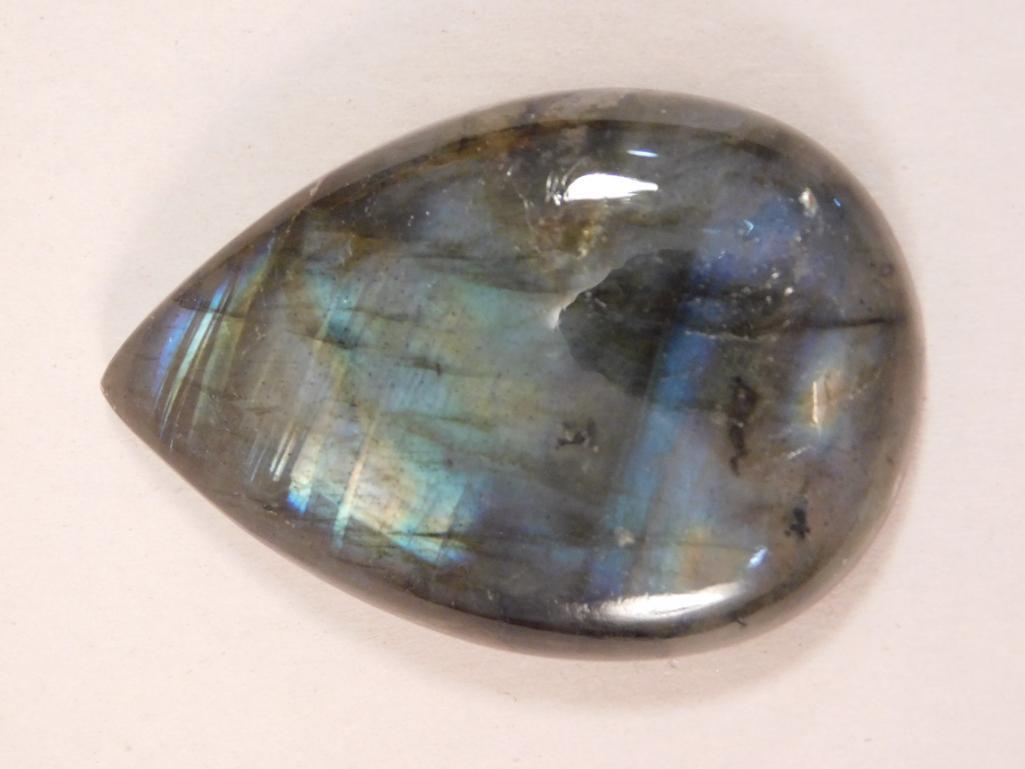 LABRADORITE CABOCHON ROCK STONE LAPIDARY SPECIMEN: Thank you for attending HATMAN AUCTIONS! Please see photos for measurements and descriptions. If you purchase lots of heavy items, we can hold them for you until you can pick them up. *We are an aucti