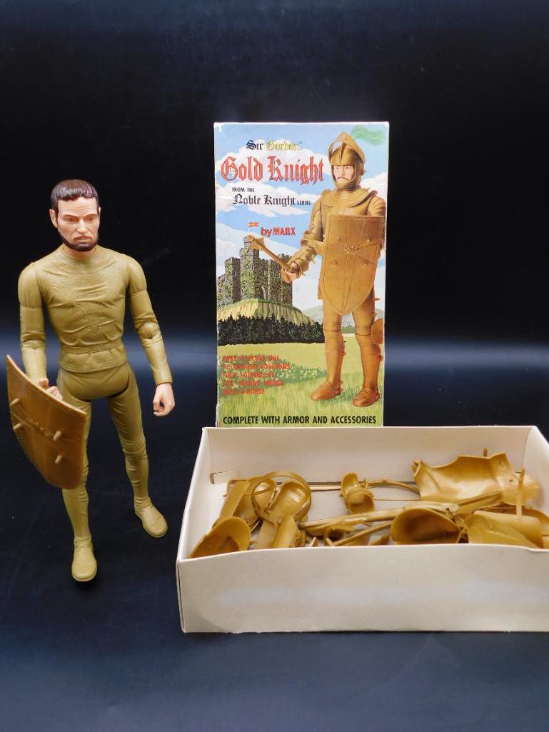 MARX GOLD KNIGHT TOY WITH ORIGINAL BOX VINTAGE ANTIQUE: MARX GOLD KNIGHT TOY WITH ORIGINAL BOX VINTAGE ANTIQUE