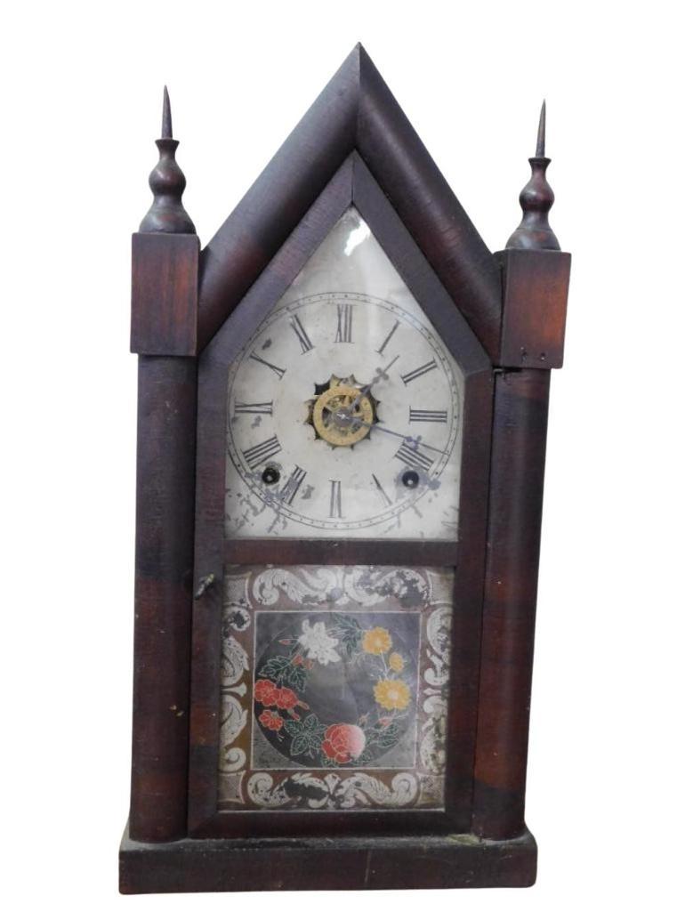 CATHEDRAL MANTEL CLOCK WITH KEY VINTAGE ANTIQUE (1 of 6)