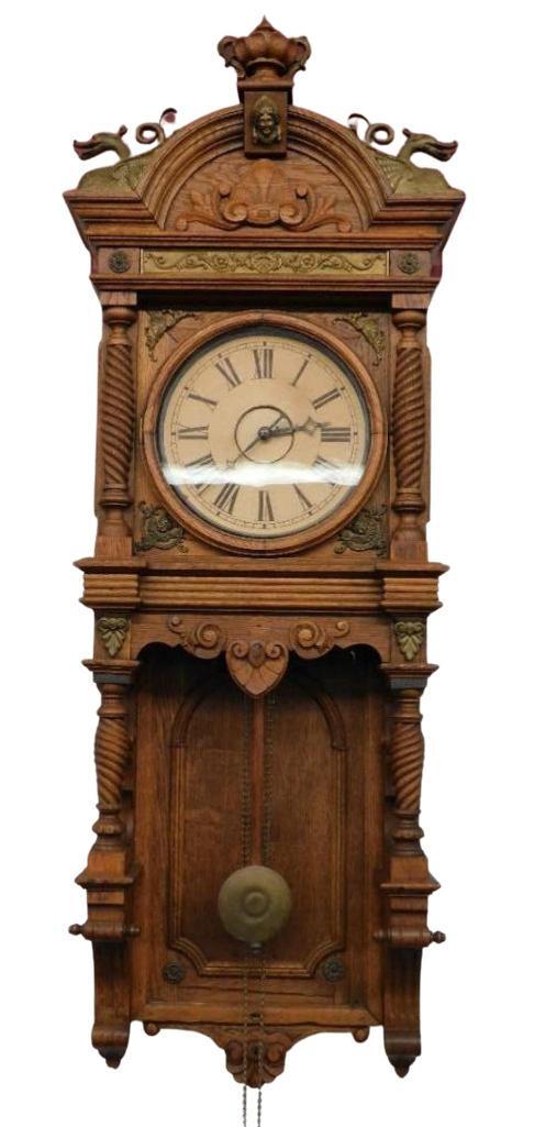 PENDULUM HANGING WALL CLOCK VINTAGE ANTIQUE (1 of 12)
